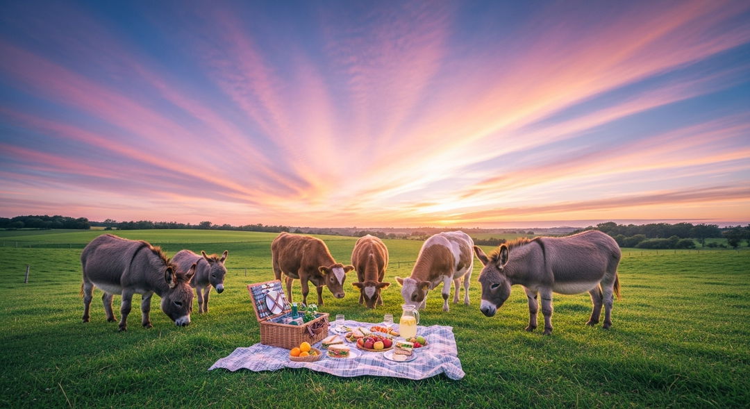 Pasture picnics under cotton-candy skies